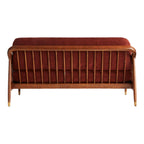 Marika 3 Seater Teak Wood & Rattan, Antique Brass Sofa