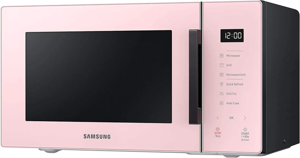 Samsung MG23T5018CP Four à micro-ondes, 23 L, 1100 W, Air Fry, avec plateau doreur, verre design, poudre