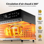 Mini four professionnel - Four a air, 30L/21 Programmes/30-230℃,  Lumière intégrée, Cavité et plateaux en acier inoxydable
