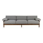Teak Sofa with Grey Linen Fabric