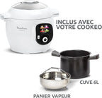 Moulinex, Cookeo Multicuiseur intelligent 6L, 80 recettes intégrées, Cuisson sans surveillance, Ecran intuitif, Guide de cuisson, Application MyMoulinex, 1600W, Blanc, 15 ans réparabilité CE854110