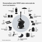 Poussette Stokke YOYO3 avec pack nouveau-né et pack couleur 6+ - Comprend un cadre noir, un pack couleur YOYO 6+ (gingembre) et un pack nouveau-né 0+ (gingembre)