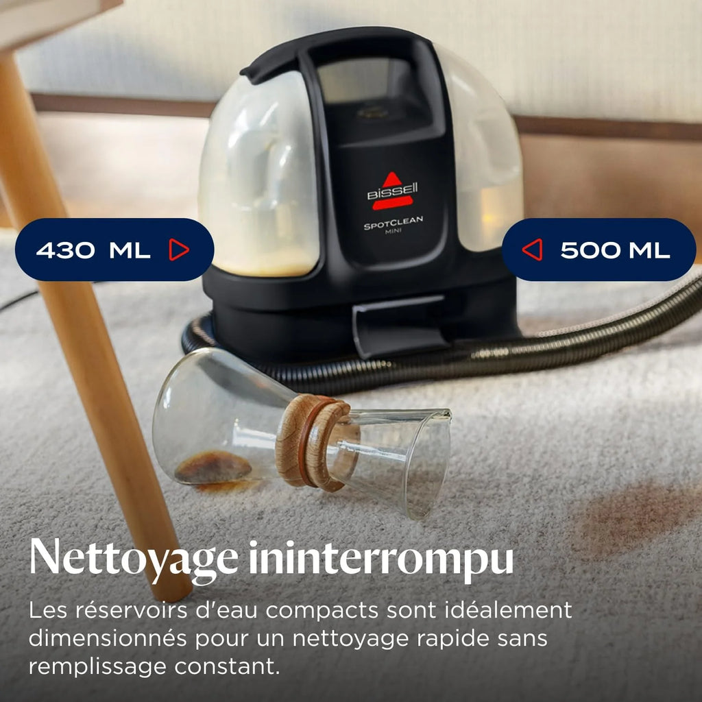 BISSELL SpotClean Mini Shampouineuse Filaire, Nettoyeur Tapis Portable, Idéal pour les Nettoyages Rapides, Compact et Léger, Élimine les Taches en Voiture, Bateau, Canapé et Plus Encore, 41491