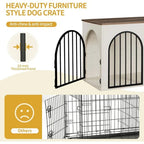 100cm Cage pour Chiens,Cage Chien de Taille Moyenne, Maisonnette pour Animaux,3 Portes, Porte arquée, 60 x 100 x 63 cm,Ivoire Clair