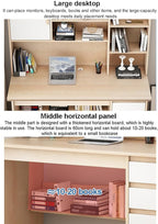 Bureau d'ordinateur Portable avec étagère，Grand Bureau d'écriture pour Bureau à Domicile Poste de Travail Avec Armoire Table D'étude Moderne avec étagère De Rangement po(Size:120x45x165cm,Color:Blanc)