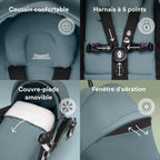 Poussette Stokke YOYO3 avec pack nouveau-né et pack couleur 6+ - Comprend un cadre noir, un pack couleur YOYO 6+ (gingembre) et un pack nouveau-né 0+ (gingembre)