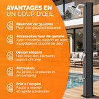 Casaria® Douche Solaire Jardin 35 L - 216 cm - Pommeau de Douche pivotant Ø15 cm - Douchette extérieur Eau Chaude - avec raccord Tuyau d'Arrosage & Housse de Protection - Piscine, Terrasse, Camping