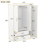 3-Door Mirror Wardrobe with Shelves and 2 Drawers