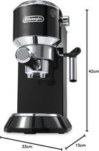 De'Longhi Dedica Espresso Machine, Coffee and Cappucino Maker with Milk Frother, Metal / Stainless, Compact Design 6 in Wide, Fit Mug Up to 5 in, EC680M