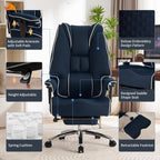 Silla de Oficina Alta y Ancha para 400 lbs, Silla Ejecutiva de Cuero con Respaldo Alto y Reposapiés, Silla Ergonómica con Soporte Lumbar para Aliviar el Dolor de Espalda Baja (Beige)