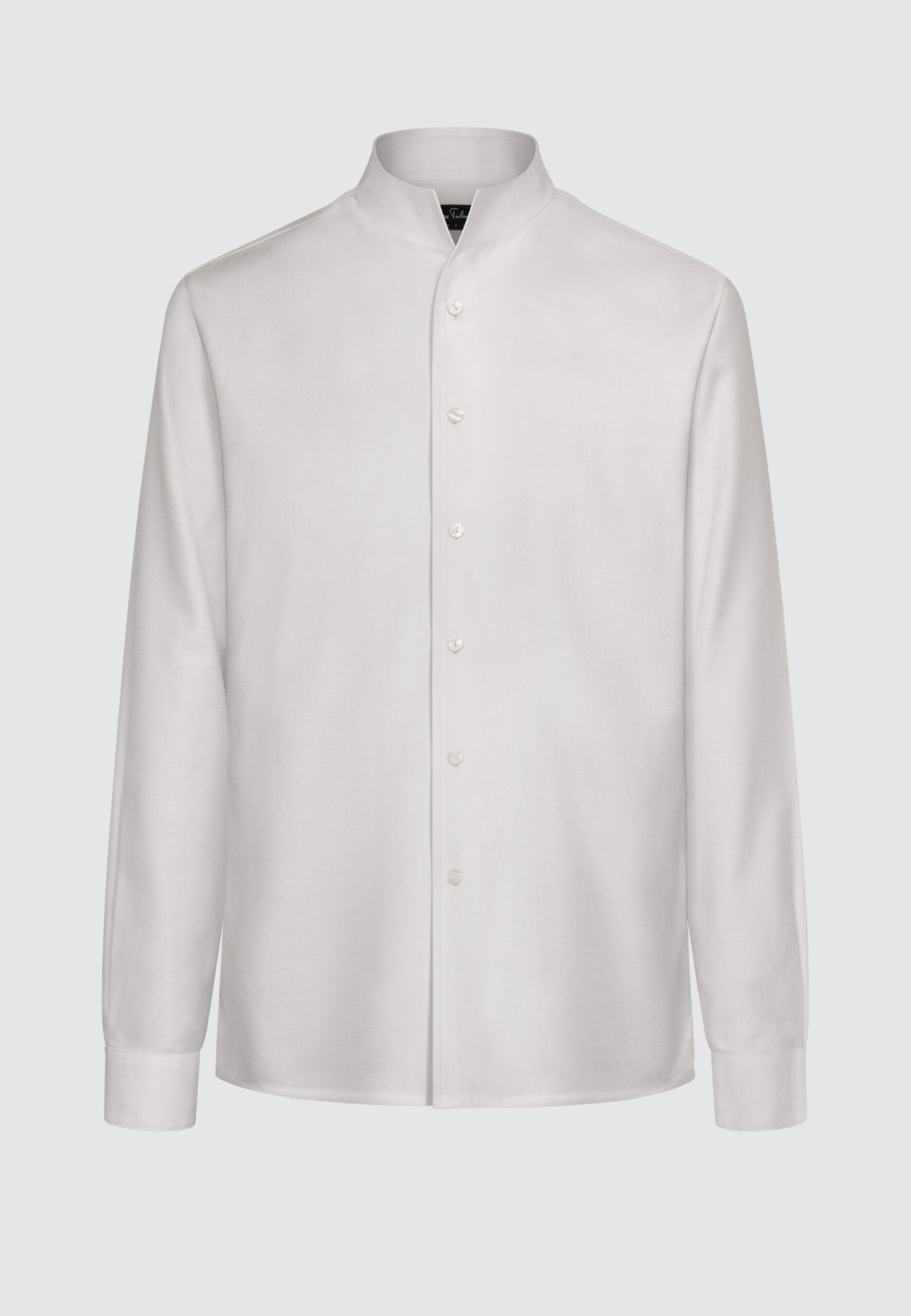Chemise texturée à col tulipe en coton blanc