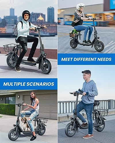 URBANMAX C1 Scooter Eléctrico con Asiento, Motor Potente de 450W y Autonomía de hasta 22 Millas