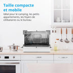 MEDION Lave-vaisselle de table DWT 60 (capacité 6 couverts, 7 programmes, affichage LED, 47dB, MD37496), blanc