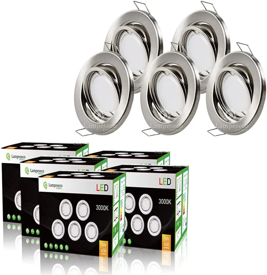 LampesEcoEnergie Lot de 50 spot led encastrable orientable alu brossé avec ampoule gu10 230v eq. 50w