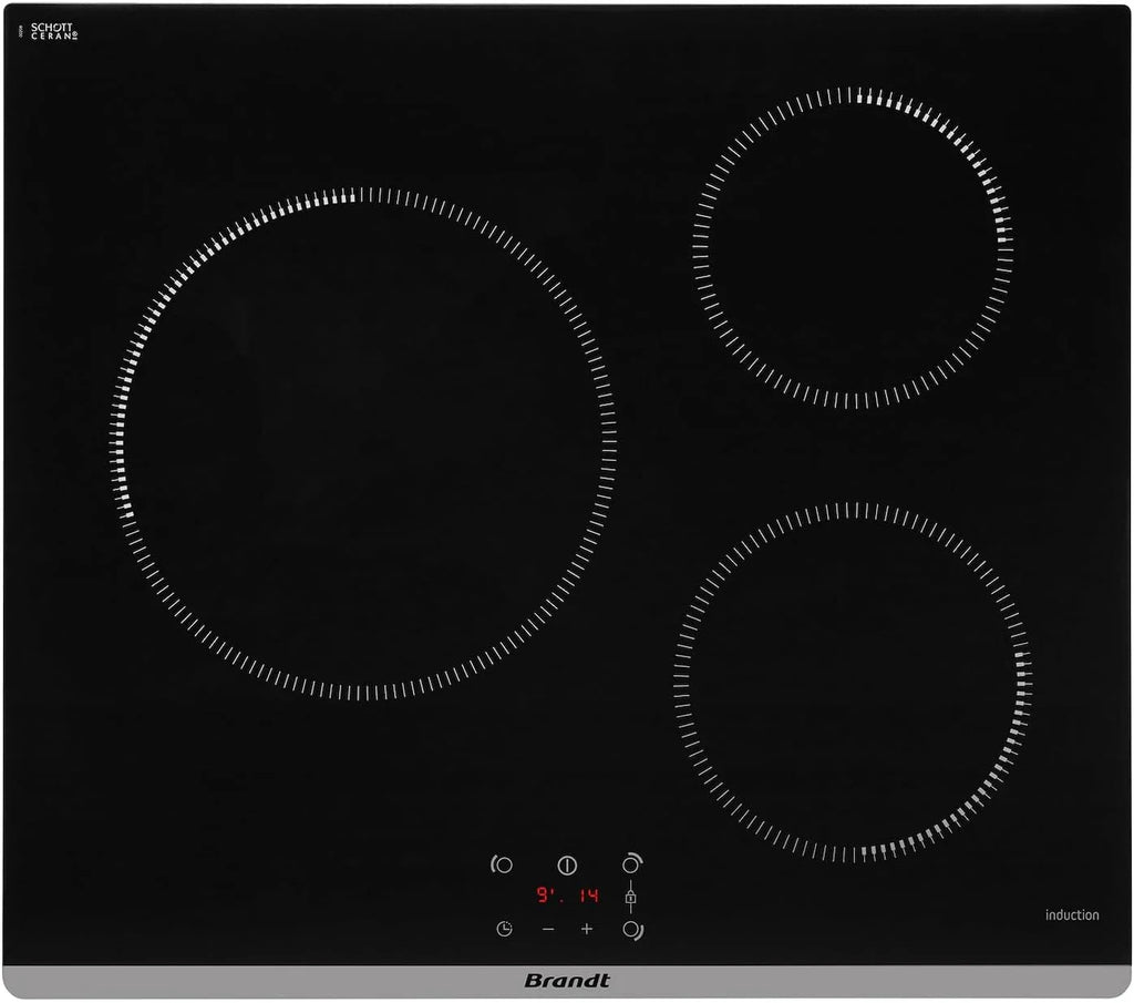 Brandt - BPI6362B - Plaque Induction - Table de Cuisson Encastrable - Noir - 3 Foyers - 5900W - Dimensions Encastrement : 56x49cm - Précision et Performances - Fabriqué en France