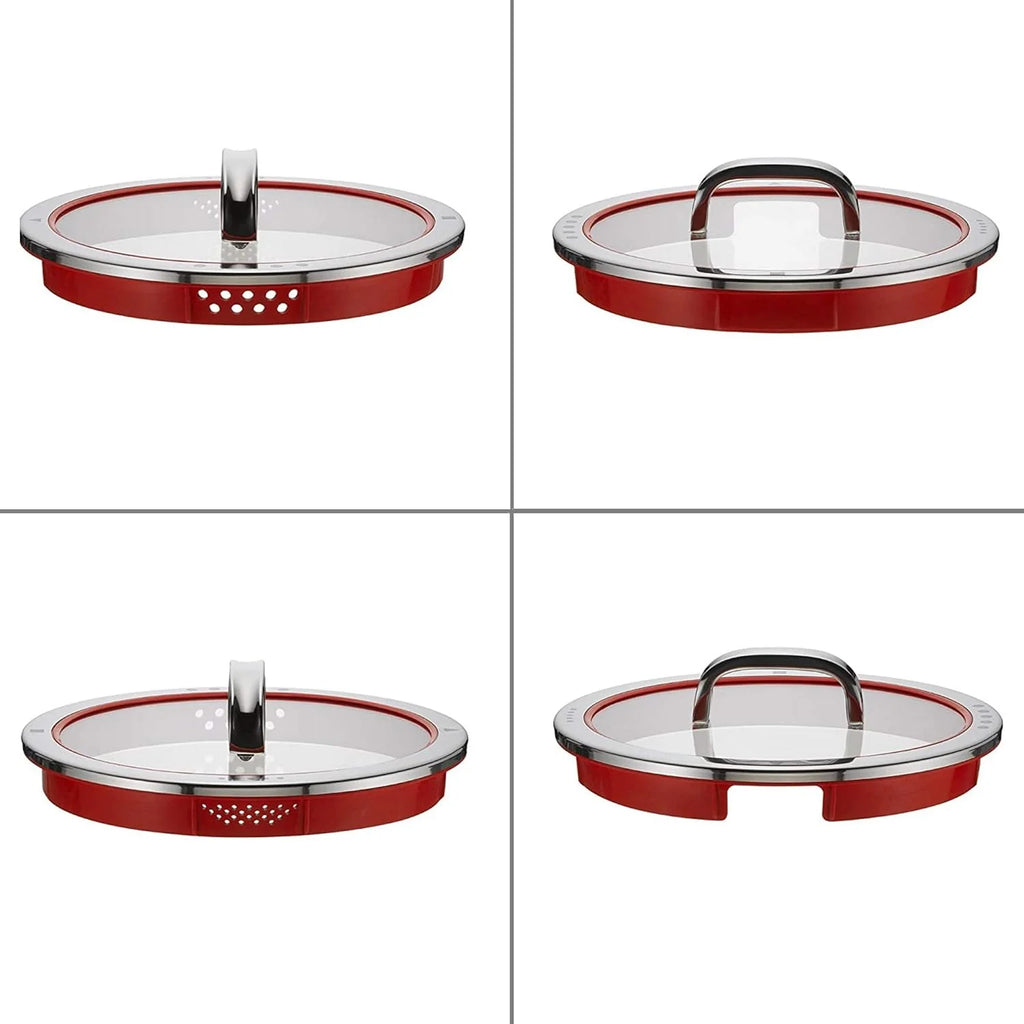 WMF Function 4 - Batería de Cocina 5 Piezas, Acero Inoxidable Apto para Inducción, 1 cacerola baja de 20 cm, 3 cacerolas altas de 16 cm, 20 cm y 24 cm con tapa, 1 cazo 16 cm