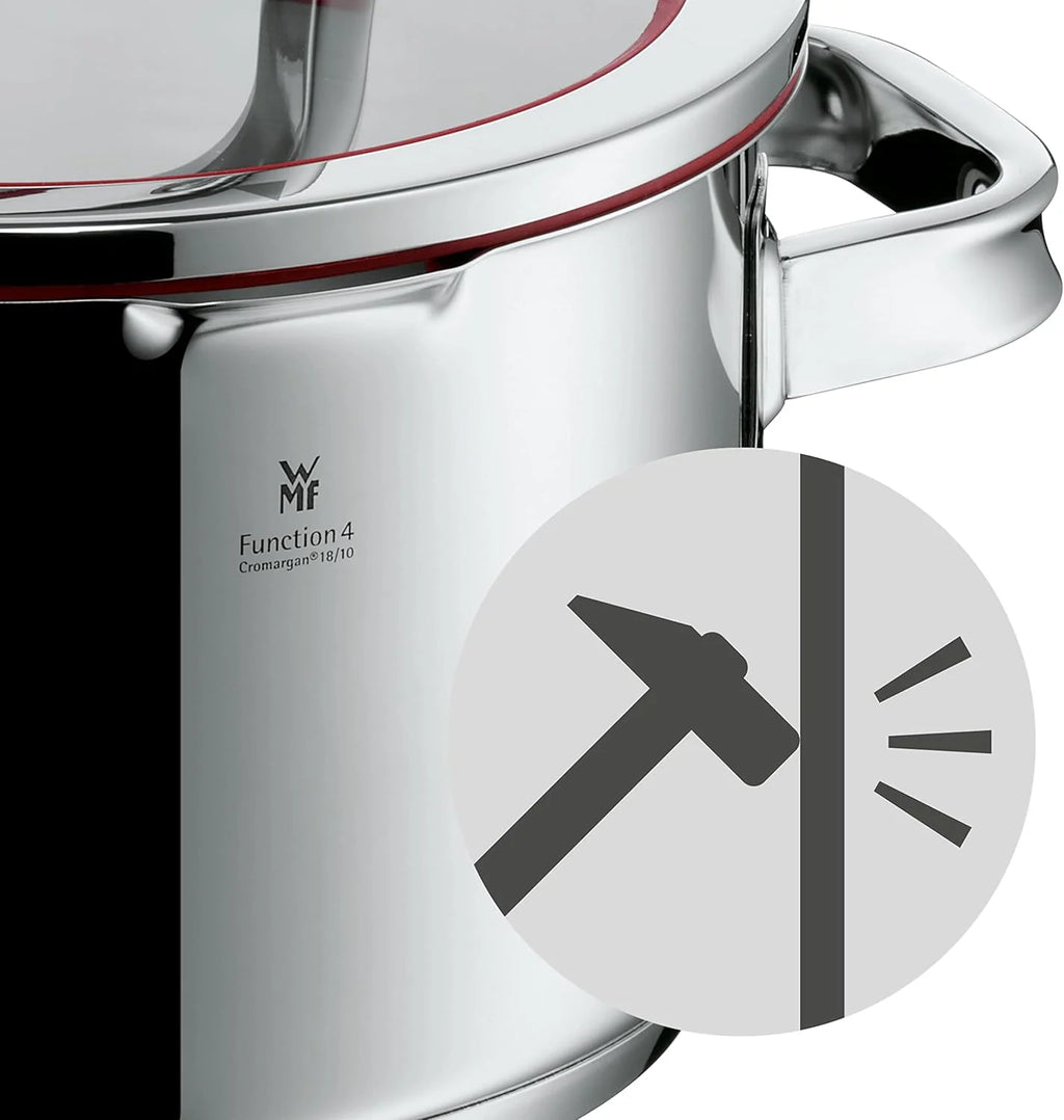 WMF Function 4 - Batería de Cocina 5 Piezas, Acero Inoxidable Apto para Inducción, 1 cacerola baja de 20 cm, 3 cacerolas altas de 16 cm, 20 cm y 24 cm con tapa, 1 cazo 16 cm