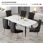 Upholstered Tufted Velvet Dining Chair with Solid Wood Legs Set of 6