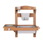 Cocina de juego al aire libre con accesorios – Madera certificada FSC – Acabado en gris grabado