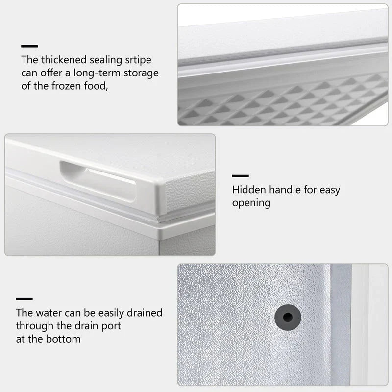 1.8 Cu.Ft Chest Freezer with Removable Basket, Bottom Drain, 7-Level Thermostat, Freestanding Design for Home and Apartment