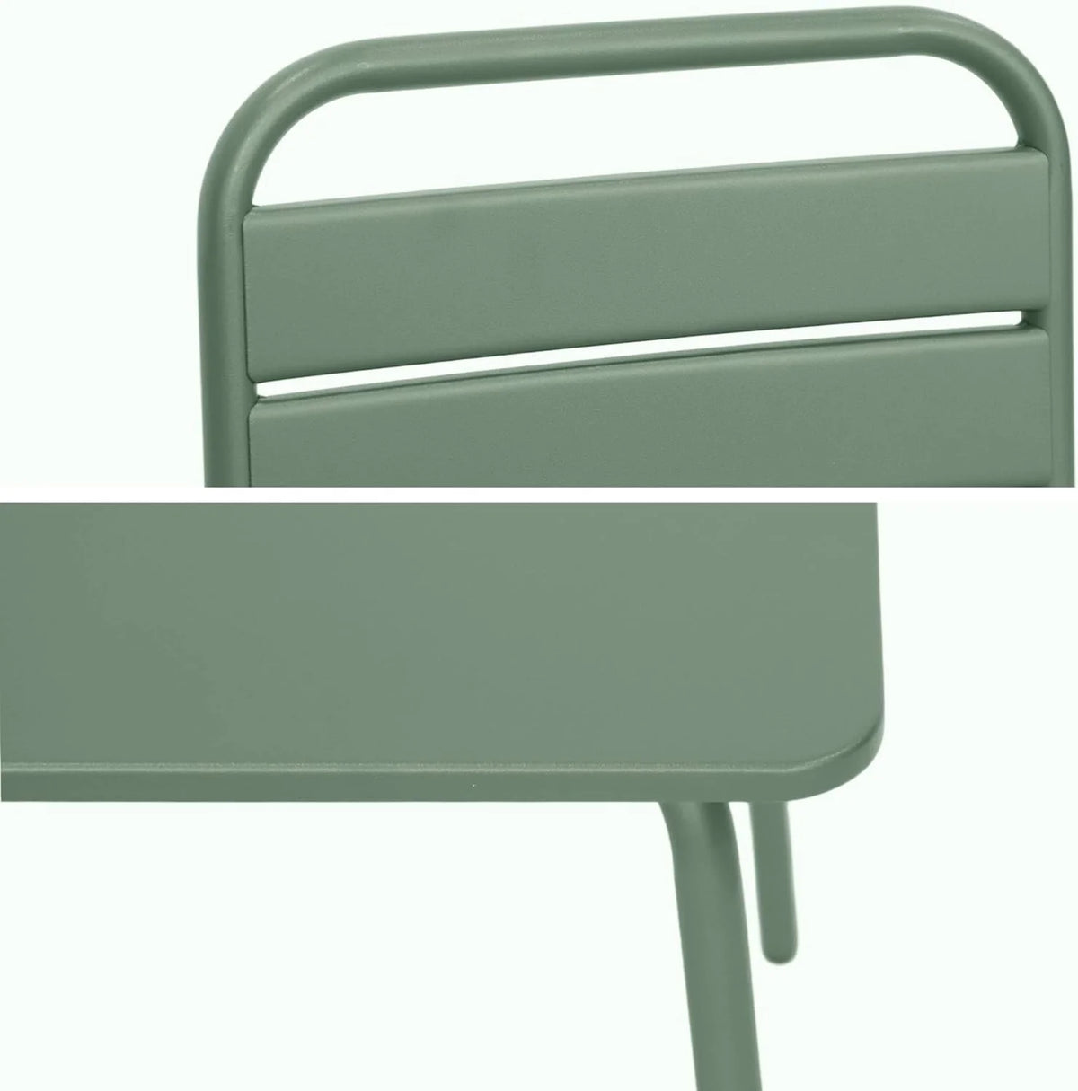 sweeek - Table de Jardin Enfant métal + 2 assises Vert de Gris Anna. 48x48cm