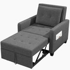 Canapé-lit Compact 3-en-1, canapé Pliant & ottomane avec Fonction lit, Fauteuil Convertible jusqu'à 200 kg, canapé-lit avec revêtement Effet Lin, Fauteuil pour Salon et Chambre d'amis, Gris foncé