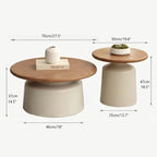 Table Basse Ronde Bois Massif, Table Basse Ronde Salon Moderne, Style Crémeux, Socle en Acier Au Carbone pour Maison Salon Bureau Ferme-Facile À Assembler(Black)