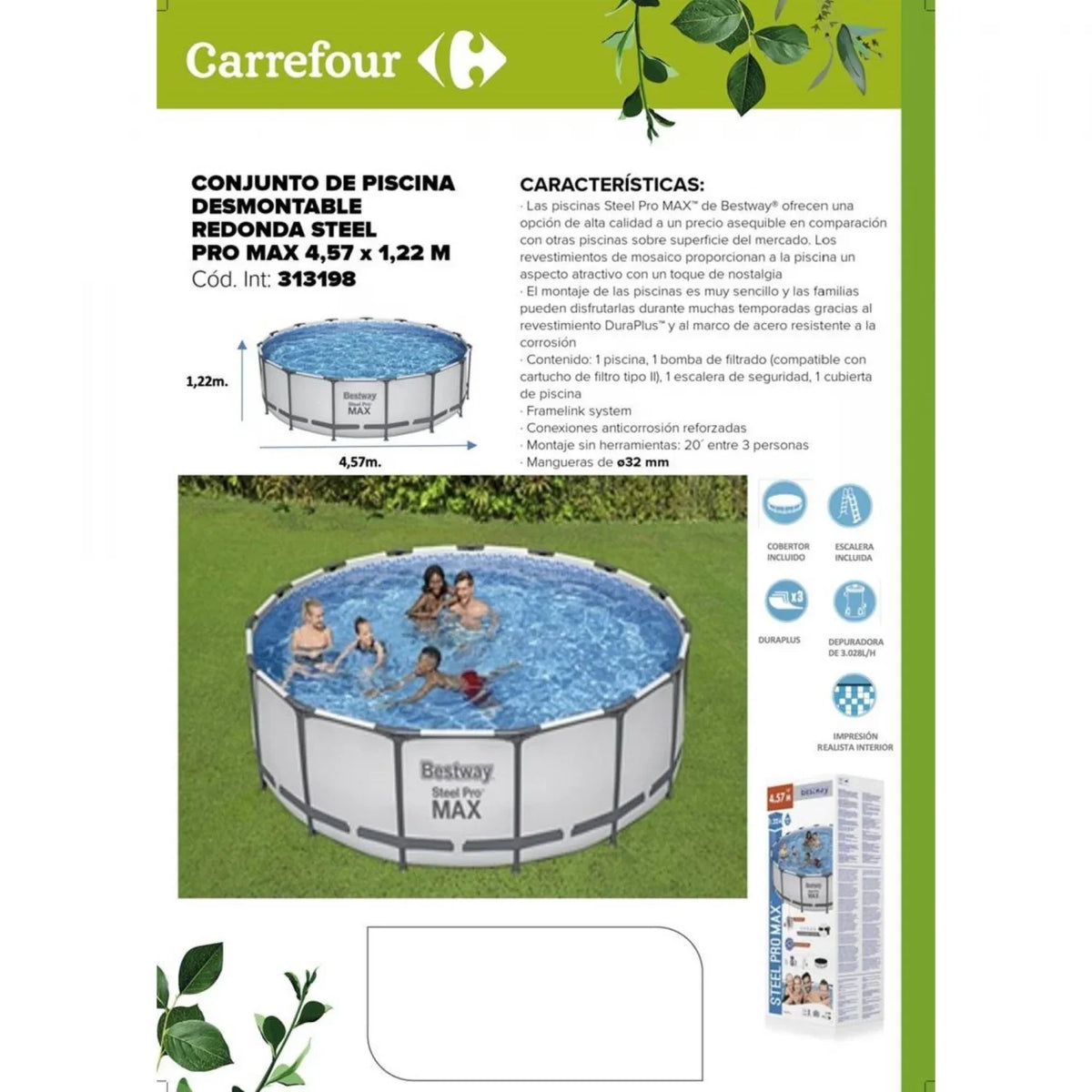 Piscina Tubular 457x122 cm Bestway
