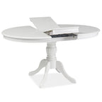 Table à Manger Blanche 106cm Extensible Blanche Avec Pied Central Ade Blanc Table
