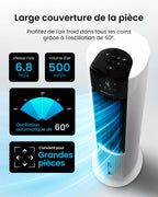 Pro Breeze OmniAir Rafraichisseur d'Air 7L 3en1, 7 Vitesses, 3 Modes, Oscillant, Minuterie 10h, Climatiseur Mobile Sans Évacuation, Silencieux, Sans Conduit, Ventilateur Refroidisseur d'Air