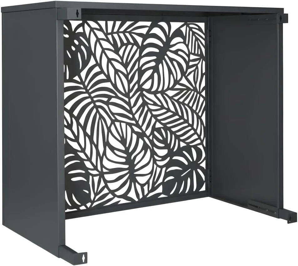 TERRE JARDIN Cache Climatiseur Exterieur 105x90x66,5 - Pompe a Chaleur Extérieur Métal - Kit Fixation Inclus - Cache Clim, Anti Intempéries - Discrétion, Protection, Réduction Bruit - Anthracite