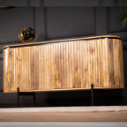 Flute Art Deco Design Solid Mango Wood 4 Doors Sideboard