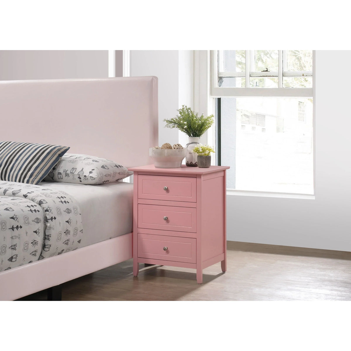 Daniel 3-drawer Transitional Wooden Nightstand