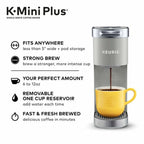 Cafetera Keurig K-Mini Plus, de una sola taza, cápsulas K-Cup, color Studio Gray