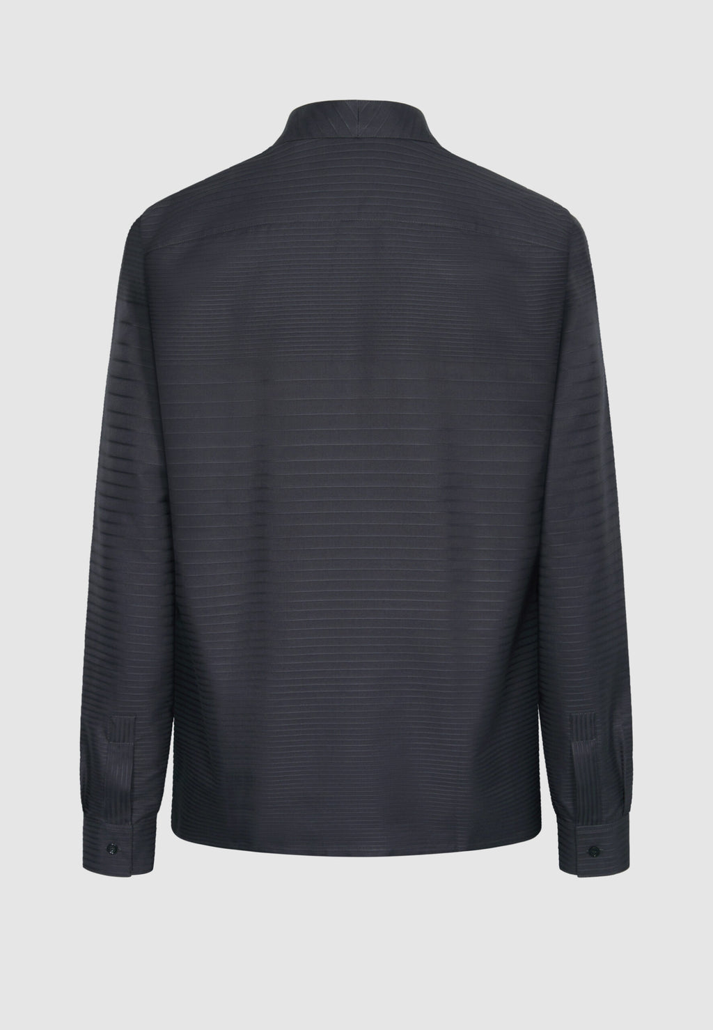 Chemise col montant en coton gris à rayures en relief