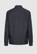 Chemise col montant en coton gris à rayures en relief