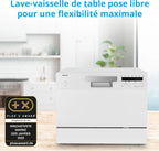 MEDION Lave-vaisselle de table DWT 60 (capacité 6 couverts, 7 programmes, affichage LED, 47dB, MD37496), blanc