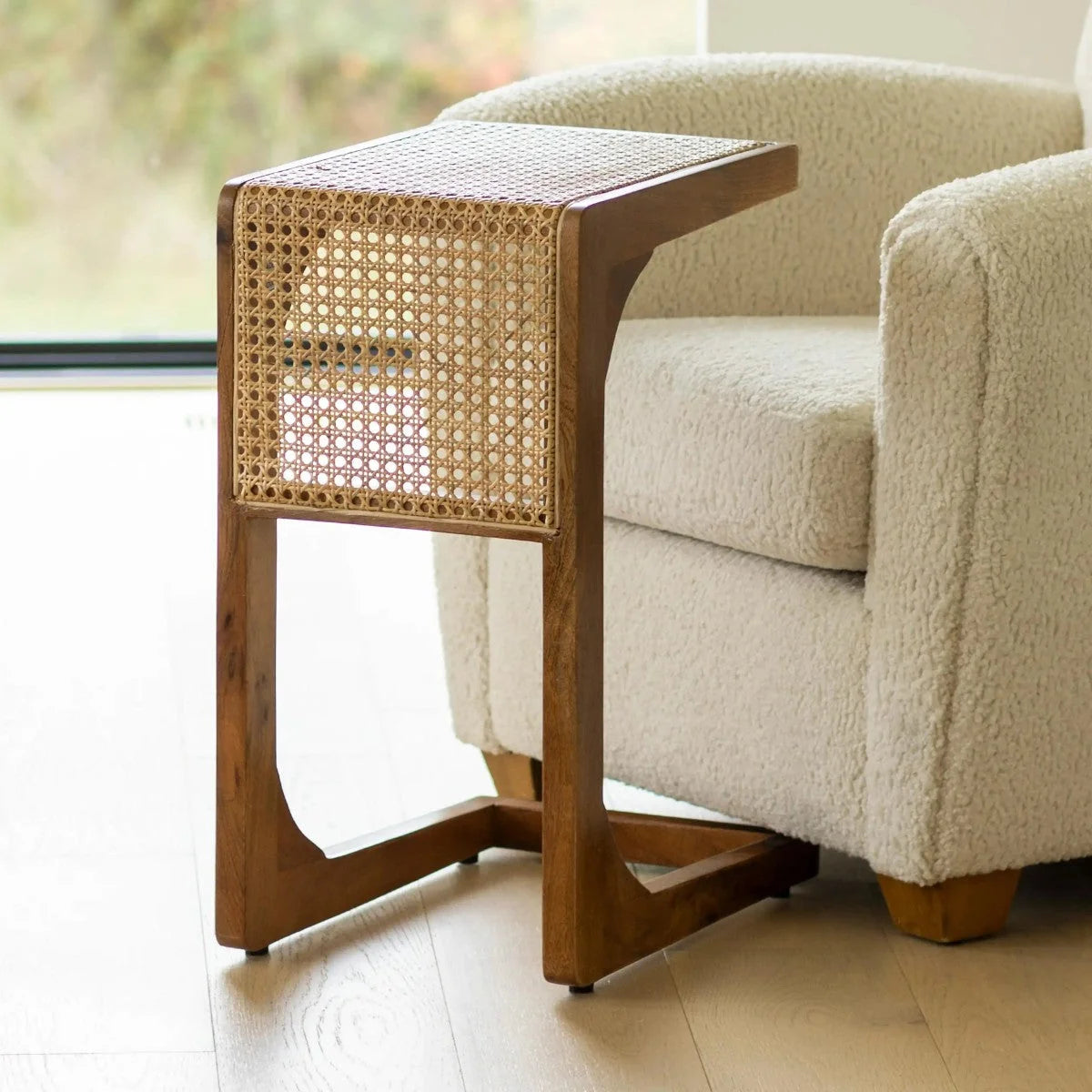 Helen Teak Wood & Rattan Side Table
