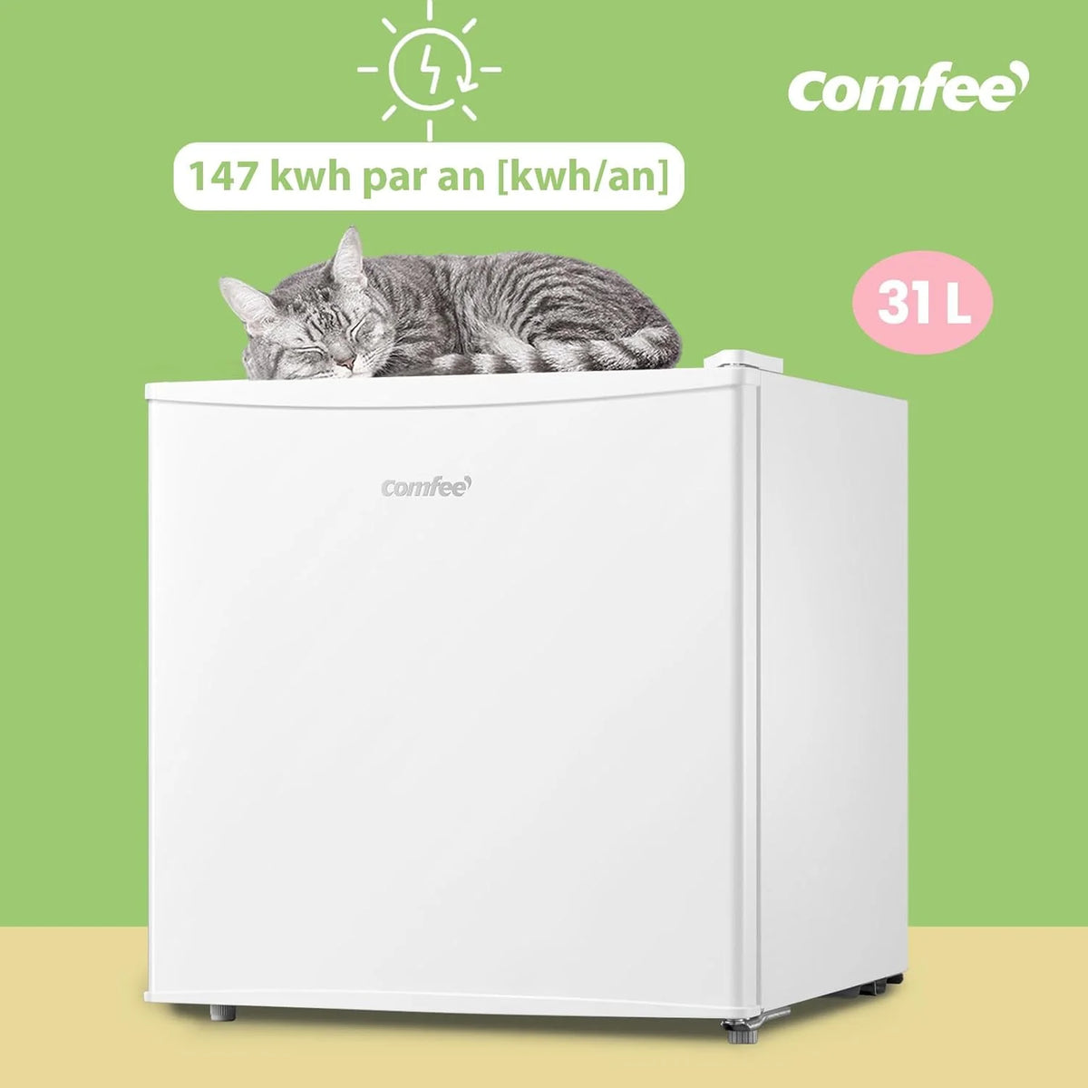 COMFEE' RCU40WH2(E) 31L Mini Congélateur, Porte Réversible, 4 Étoiles, Silencieux, pratique dans le Bureau, l'Hôtel et la Maison, Blanc