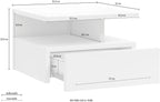 Mesita de noche suspendida Roma blanco brillante, con diseño minimalista de 35,5 cm de ancho