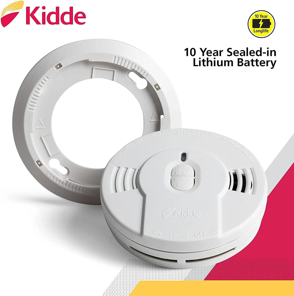Detector de Humo Kidde, Batería de 10 Años, Indicadores LED, Alerta de Reemplazo, Botón de Prueba y Reinicio, 6 Paquetes, Blanco
