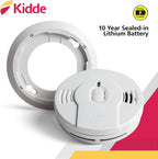Detector de Humo Kidde, Batería de 10 Años, Indicadores LED, Alerta de Reemplazo, Botón de Prueba y Reinicio, 6 Paquetes, Blanco