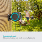 GARDENA Devidoir automatique mural RollUp XL liseret bleu - Longueur 35m - O13mm - Kit complet - Garantie 5 ans 18630-20