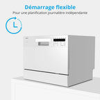 MEDION Lave-vaisselle de table DWT 60 (capacité 6 couverts, 7 programmes, affichage LED, 47dB, MD37496), blanc