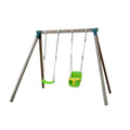Columpio Doble De Madera Cuadrada Masgames Karai Junior Xl + Asiento Bebé