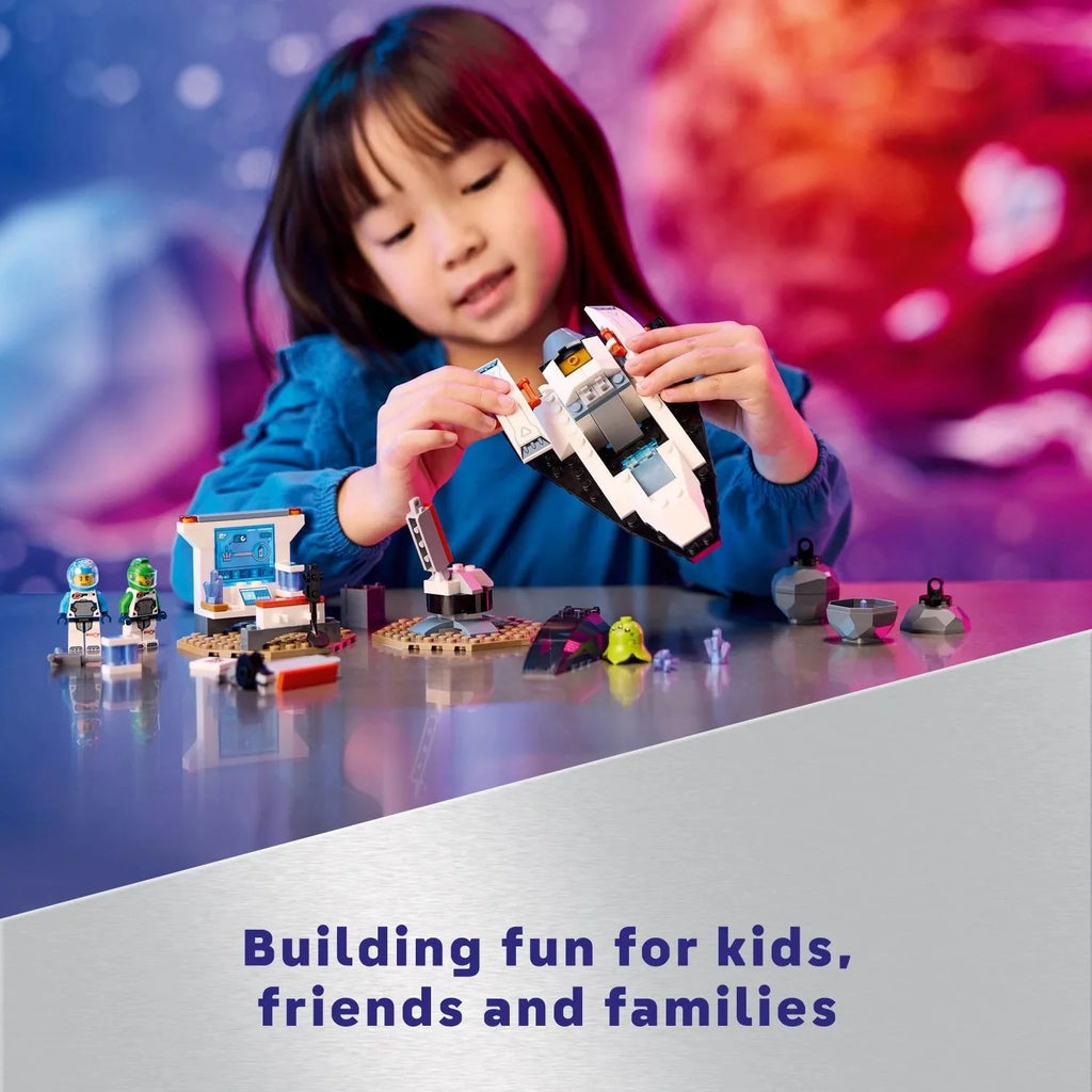 LEGO City Nave Espacial y Descubrimiento de Asteroides, Set de Construcción de Juguete, Regalo para Niños de 4 Años en Adelante que Aman el Juego de Imaginación, Incluye 2 Minifiguras de la Tripulación Espacial, Alienígena, Cristales y Juguete de Grú