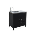 Cocina Exterior De Acero Con Fregadero De 80cm, Negro