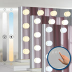 CLP Coiffeuse Tiline Miroir Hollywood Éclairage LED 9 Tiroirs Plateau Verre Prise USB Blanc