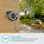 Gardena Enrouleur de Tuyau Mural Rollup L (Blanc) – Longueur 30m – Ø13mm– Garantie 5 Ans– Dévidoir pivotant à 180°– Kit Complet avec Lance, raccord, Tuyau et Support Mural Inclus (18627-20)