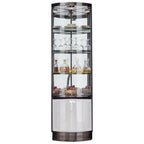 Multiple Levels Glass and Metal Shelf Storage Display Corner Wine Cabinet